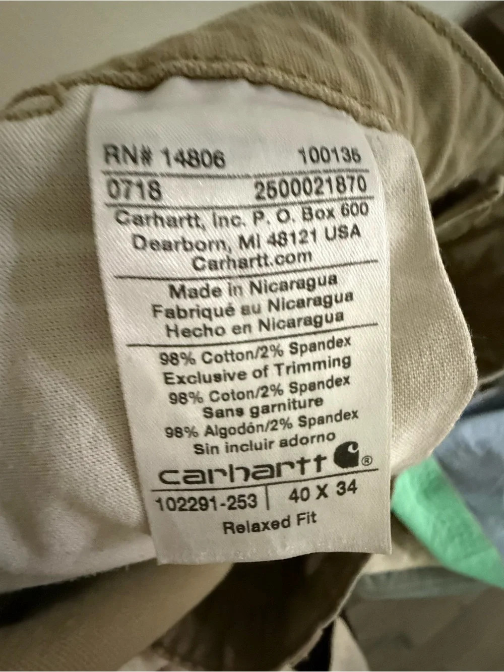 Carhartt Relaxed Fit Canvas Work Pants – Men’s 40x34 (31” Inseam)